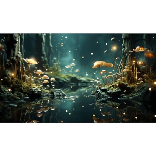 Fantasy Aquarium Background Rock Flowers Tranquil Water Scene Terrarium Backdrop Fantasy Lights Fish Tank Background Reptile Habitat Backdrop Aquarium Poster Wallpaper Decor Vinyl 24x12in - color: Flower Orange, size: 24(W)x12(H)inches/ 60(W)*30cm(H)