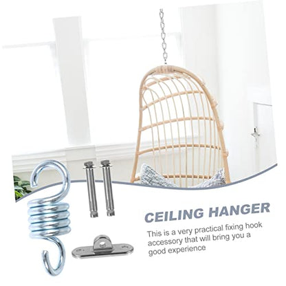 Toyvian 1Set Heavy Duty Hammock Hanging Kit Stainless Steel Swing Hook with Rotatable Bracket Spring Accessories for Easy Setup for Outdoor Swings Heavy Bags