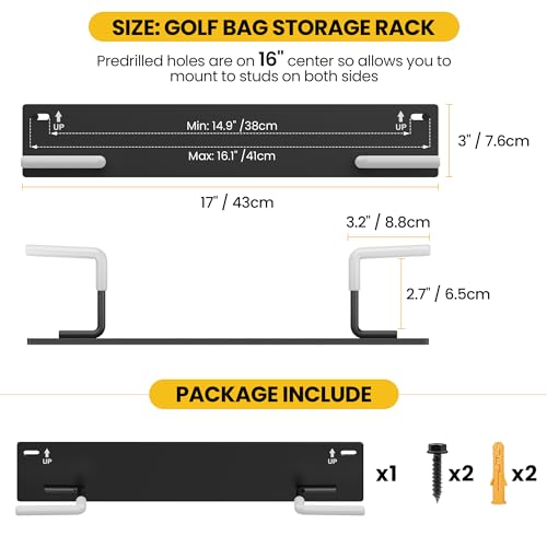Wall Mounted Golf Bag Storage Rack,Golf Bag Storage Rack for Garage,Golf Bag Organizer for Garage,Golf Bag Hangers/Holder/Hook for Garage,Golf Storage System & Accessories