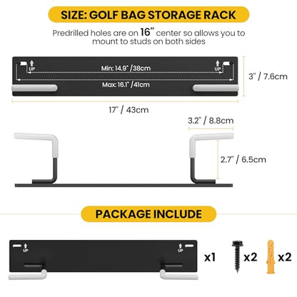 Wall Mounted Golf Bag Storage Rack,Golf Bag Storage Rack for Garage,Golf Bag Organizer for Garage,Golf Bag Hangers/Holder/Hook for Garage,Golf Storage System & Accessories
