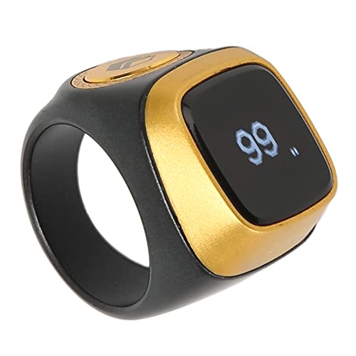 Finger Smart Tally Counter Ring, 20mm Muslim Digital Azan Alarm Clock(Black), Resettable Smart Counter Digital Counter & Vibration Reminder with Mini LCD Screen ﻿