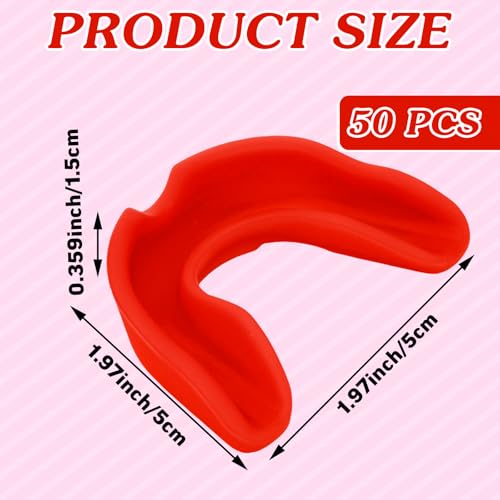 Frienda 50 Pcs Football Mouth Guards Bulk Youth Football Mouthpiece Sports Athletic Mouthguard Teeth Guard for Hockey Karate Basketball Boxing Lacrosse Rugby - color: Red