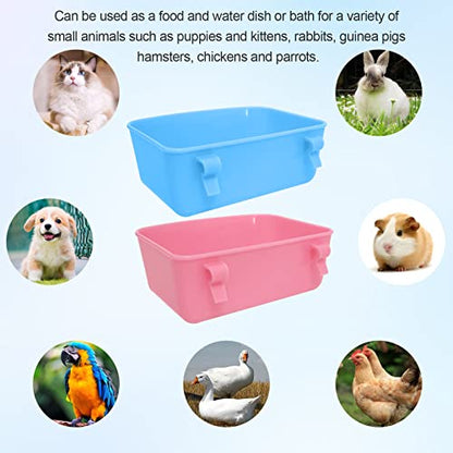 6 Pack Feeder (Blue, Pink), Hanging Feeder,Food and Water Container, Bath Water Bowl Universal for Birds Hamsters Mice Rats Rabbit Guinea Pig Small Pets (S) (S)
