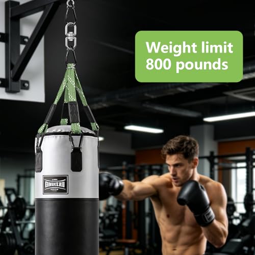 Heavy Duty Punching Bag Hanger with Boxing Bag Straps,180° +360° Rotation, Wall Ceiling Mount Hook for Heavy Boxing Bag, Weight Training, Aerial Yoga - color: Green