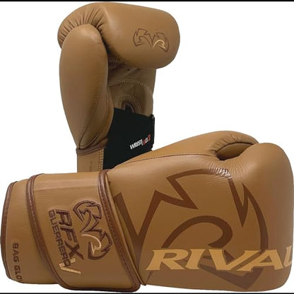 RIVAL Boxing RFX-Guerrero-V Bag Gloves, Multi-Layered Inner Foam Padding (HDEF), Premium Leather, Wrist Lock 2 System - color: Brown, size: 8 oz.