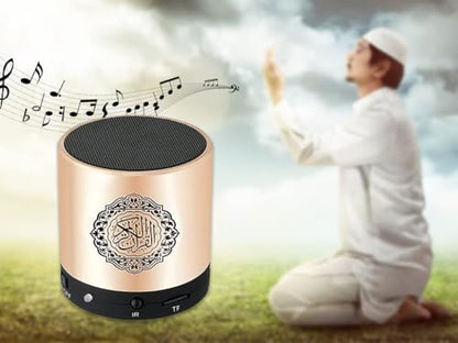Portable Digital Quran Speaker,Bluetooth Speaker,with Remote Control,MP3 Player,USB Rechargeable,8GB Storage,18 Reciters,15 Translations,Arabic,English,French,Urdu & More (Gold) - color: Gold