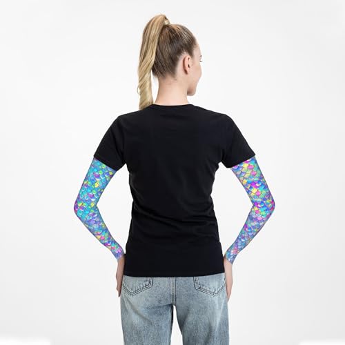 Arm Sleeves Outdoor Garden Sports Cooling Sun Sleeve for Women Men Farm - color: Mermaid