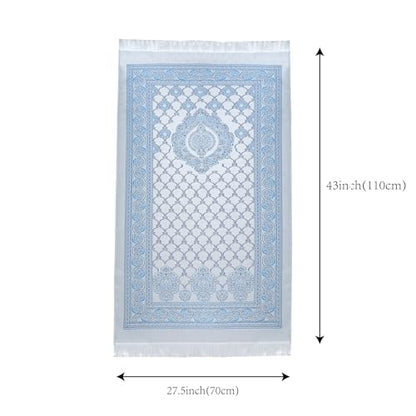 Muslim Prayer Mat | Janamaz | Sajadah | Soft Islamic Prayer Rug | Prayer Carpet Mat for Ramadan, Eid, Hajj, Travel | Islamic Gifts, Blue - color: Blue