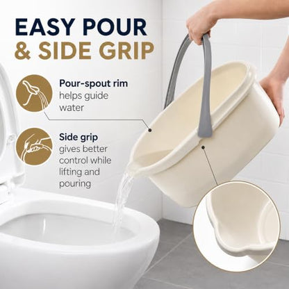 Compact Mop Bucket with Handle, Rectangular Cleaning Bucket and Caddy for Cleaning Supplies, 10L, White - color: White