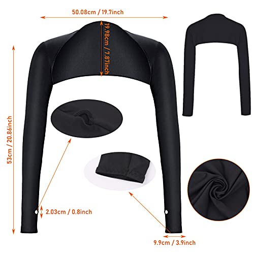 Aster Cooling Shawl Arm Sleeve with Finger Hole Sun Protection Cooler Shrug Arms Wrap 2-piece - color: Black