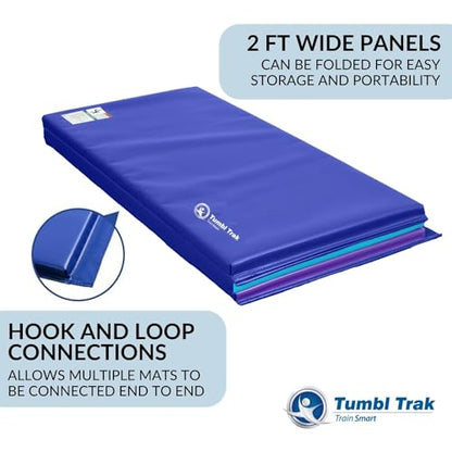 Tumbl Trak Gymnastics Folding Tumbling Panel Mat - color: Blueberry, size: 5'x10'x1.38"