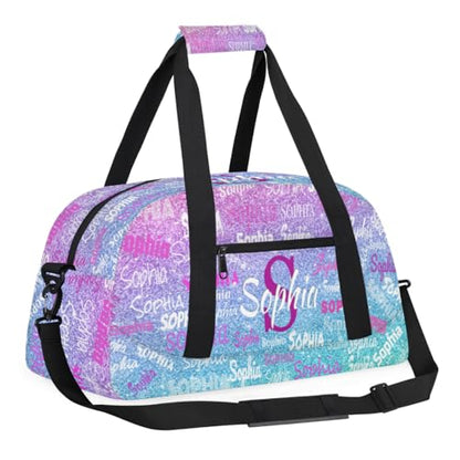 Custom Dance Sleepover Bag for Girls, Light Blue Purple Glitters Bling | Personalized Duffle Bag Overnight Ballet Bag Toddler Ballet Bag Gym Duffle Bag for Travel Weekend - color: Color 21