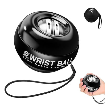 JIN BD Auto-Start Gyro Ball Wrist Trainer, Gyroscopic Forearm Exerciser for Strengthening Arms, Fingers and Muscles - color: Pure Black No Light