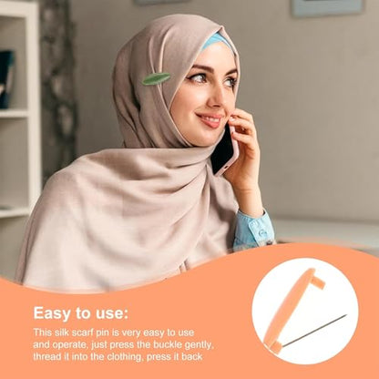 Headscarf Safety Pins 8-Pack Multi-Color Plastic Scarf Clips with Safety Buckles for Hijab, Hats, Caps and Head Coverings, - color: Black Gray 5