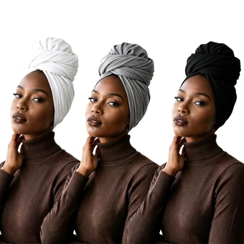 Febfim 3PCS Muslim Women Soft Modal Cotton Premium Jersey Hijab Scarf Wrap Turban - color: Color a