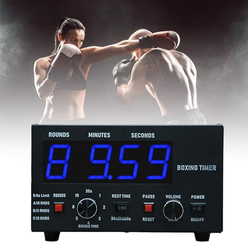 Boxing Timer - Professional Interval Timer with LED Display, Adjustable Sound, Stopwatch, and Selectable Training Time & Cycle Repetitions for Gym Workouts - color: Blue