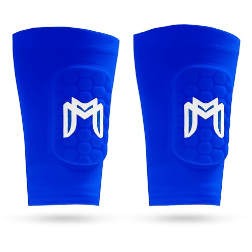 MediCaptain Mini Shin Guards Soccer – Built in Shin Pad Sleeves for Mens, Women, Teens - Small Shin Guards - Lightweight, Breathable Shin Defender Leg Protection - color: Blue, size: Mini (3.9 x 2.4 in)
