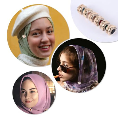 BOXOB 6 Pairs Multicolored Rhinestone Scarf Magnets, Hijab Pins for Women Scarves Niqab Muslim Islamic Hijab (Style 2) - style: 2