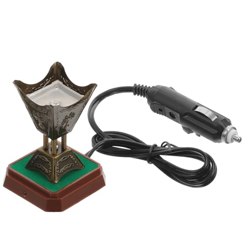 STOBAZA Electric Incense Burner for Car and Home Use Compact 2.95X2.36X2.16In Aroma Censer with Vintage Middle Eastern Design for Relaxing and Decorative Purposes - color: Bronze