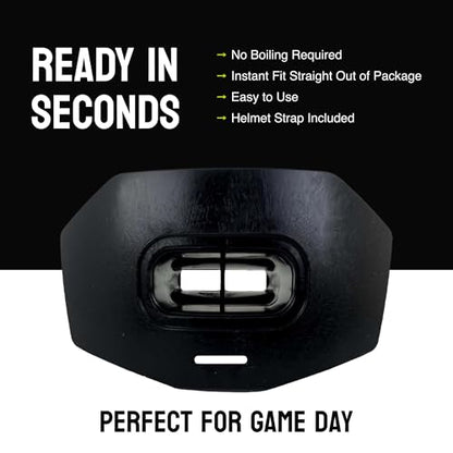 DAMAGE CONTROL Youth Football Mouth Guard – Breathable No Boil Mouthpiece, Protects Lips & Teeth, Works with Braces, Includes Helmet Strap – Sports Gear & Accessories (Black) - color: Black