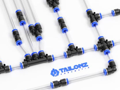 TAILONZ PNEUMATIC 1/8 Inch od Push to Connect Fittings Pneumatic Fittings Kit 10 Spliters+10 Elbows+10 tee+10 Straight (40 pcs) - color: Blue, size: 1/8"OD/40PCS