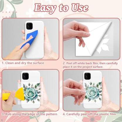 Peacoblue 18 Sheets Rub on Transfers for Crafts, Shining Rose Flower 3.6"x3.9" UV DTF Cup Wraps Waterproof Rub on Cold Transfers Stickers for Wood Glass Metal Cup Tumblers Mirrors Mugs Home Decor - style: Shining Rose Flower