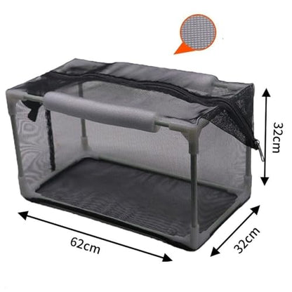 Aquarium Separation Net Breeding Box Nylon Mesh Multipurpose Pp Frame with Zipper for Fish Spawn Hatchery Easily Install, 62x32x32cm - size: 62x32x32cm
