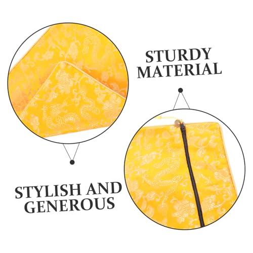 Didiseaon Silk Crafted Bible Bag Buddhist Religious Texts Holder Quran Cover Case Book Wrapping Cloth 20x25cm Yellow Prayer Bag