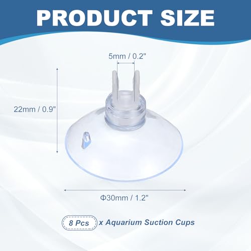 Aquarium Suction Cups, Fish Tank Suction Cups Clips Airline Tube Holders Clamps (Plastic, 8Pcs, Clear) for 0.2" Fish Tank Airline Tubing Binding Moss Shrimp Nest, 5x30MM - color: Clear, size: 5x30MM