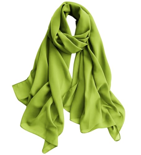 Harewom Chiffon Hijab for Women Sheer Shawl and Wraps for Wedding Bridal Scarves Summer Lightweight Sun-proof Scarf - color: Olive-green Chiffon Hijab Shawls Scarves