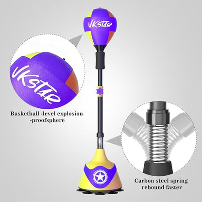 Punching Bag with Stand for Youth & Adults - Reflex Bag with Suction Cup，for Training Boxing Equipment &Fitness Set，Home Gym Equipment - color: Multicolour