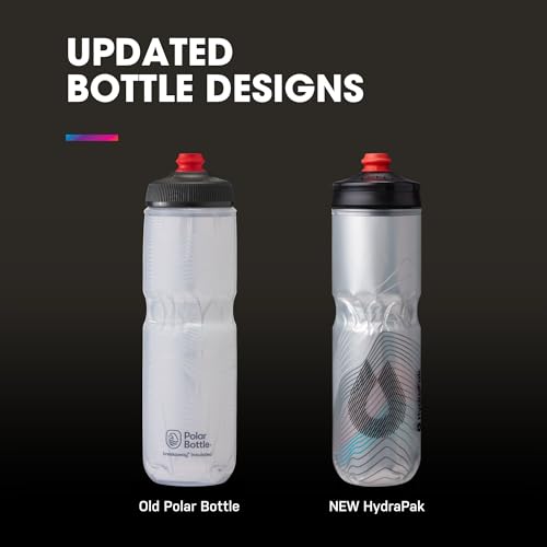 HydraPak | Polar Bottle - Polar Surge Insulated Bike Water Bottle 2-Pack - High Flow, Cycling & Sports Squeeze Bottle (Ascent Silver, 600ml / 20oz) - color: Ascent Silver, style: 20oz/600ml