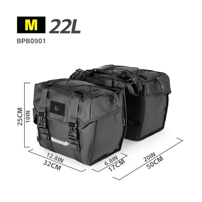 Rhinowalk Bike Pannier Bag for Bicycle Rear Rack Bag 22/40/50L Cycling Saddle Bag Luggage Storage Bag for Long Distance with Rain Cover - color: 22L