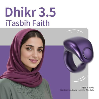 XG.&co Zikr Smart Ring,Adjustable Ring Finger Counter, Tasbeeh Counters, Prayer Direction Indicator Guide,5 Azan Alarm Clock, APP Support Eid al-Fitr Eid Muslims (Purple Faith+) - style: Purple 16 18 20 22 24mm
