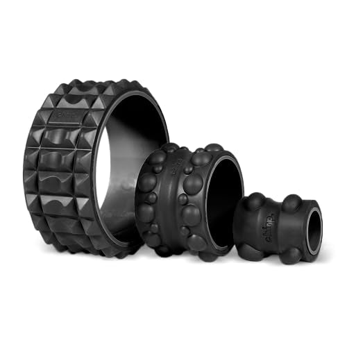 Chirp Wheel XR 3P Massage Roller Set - 10” Acupressure, 6” Knot-Kneading Thumb, 4” Neck & Headache Tension Relief, High Density Foam Massage Rollers for Back & Neck Pain, 500lbs Capacity, Black - size: 3-Pack (10, 6, 4 Inch) Black