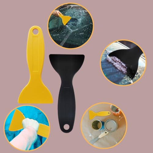 12pcs Flexible Resin Scrapers, Reusable Plastic Spatulas for Epoxy Mixing, Bubble Removal, Glitter Tumbler Crafts (Black & Yellow)