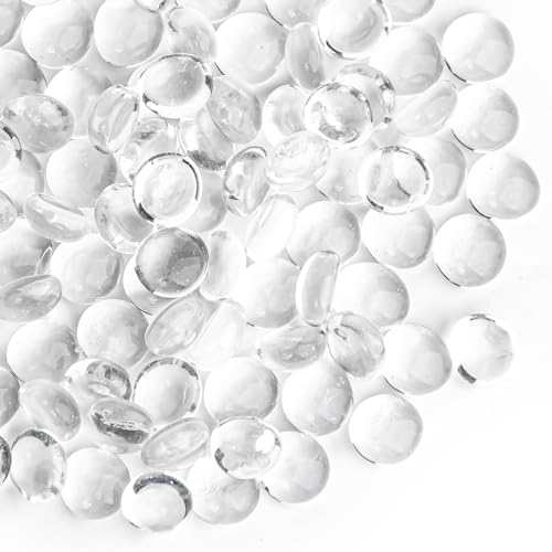 1 LB Clear Glass Marbles, Transparent Mini Flat Glass Beads~150 PCS for Vase Fillers, Floral Bottom Mancala Gems Pebbles Fish Tank Rocks for Table Aquarium,Home Decor Art Craft Supplies(0.5"~0.7") - color: Clear, size: 1 LB