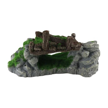 Fish Tank Decorations Bridge Ornament, Resin Craft Creative Fish Tank Ornaments Moss Rockery Shape Decoration DIY Landscaping(Green)