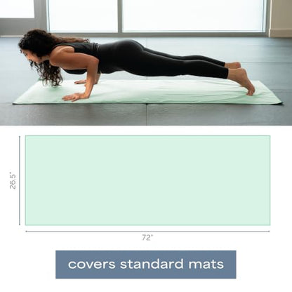 S&T INC. Aura Microfiber Yoga Mat Towel, 2 Pack, 26.5" x 72", Green | Soft and Absorbent, Quick-Dry for Gym, Pilates, and Hot Yoga, Compact for Gym Bag, Machine Washable - color: Green 2pk
