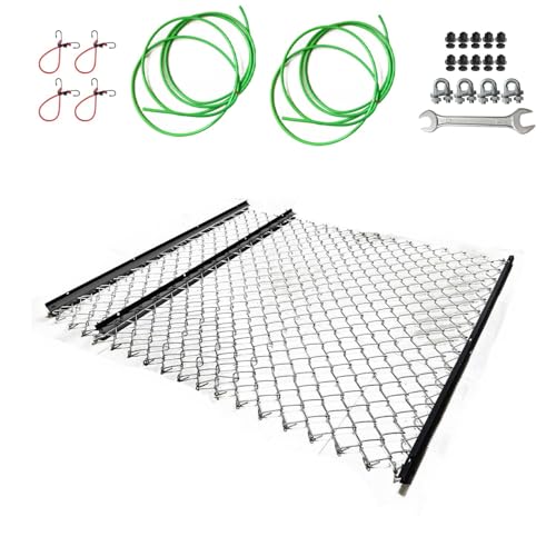 Drag Harrow Net 4 x 5 FT for ATV/UTV/Tractor, Heavy Duty Chain Harrow with Wire Rope for Weight Securing, Lawn Tractor Attachment for Gravel Driveway, Farm Soil Leveling & Ground Grading