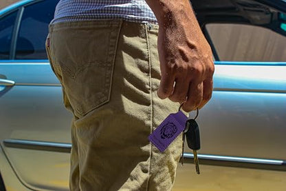 LaserGram Rectangle Keychain, Allah 2, Personalized Engraving Included (Dark Purple) - color: Dark Purple