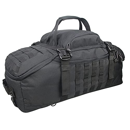 3 in 1 Tactical Travel Duffel Bag Backpack, Heavy Duty Gym Bag 45L,Black | Waterproof 600D nylon, internal collapsible dividers, weekend overnight travel, gym workout,military bag,(23x12x9)In - color: Black, size: 45L,(23x12x9)Inches