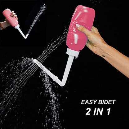 2pcs-Pack Peri Bottle 2IN1 Vaginal Douche- Postpartum and Perineal Care -Portable Hand Held 300ml Travel Bidet Sprayer for Women or Men -Handheld Jet Spray Bottle for Toilet-Portable Bidet-Blue+Pink - size: 2 pcs x 300 ml