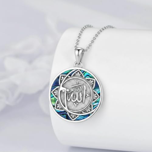 PROESS 925 Sterling Silver Hamsa/Allah Necklace Evil Eye Amulet Jewelry Gifts for Men Women - style: Round Allah
