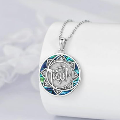 PROESS 925 Sterling Silver Hamsa/Allah Necklace Evil Eye Amulet Jewelry Gifts for Men Women - style: Round Allah