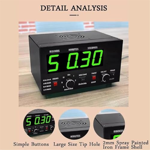 Professional Boxing Interval Timer, Gym Timer, Optional Training Rest Time and Number of Loop Reps, Multifunctional Stopwatch,Red - color: Red