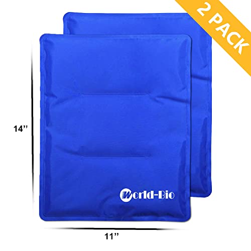 WORLD-BIO Large Flexible Hip Ice Pack 2 packs for Injuries, Hot & Cold Therapy Pad for Shoulder, Back, Knee, Leg, Thigh, Soothing Pain from Bruises & Sprains, Muscle Aches, Stiff Joint, 11" x 14" Blue - size: 2 Count 11" x 14"