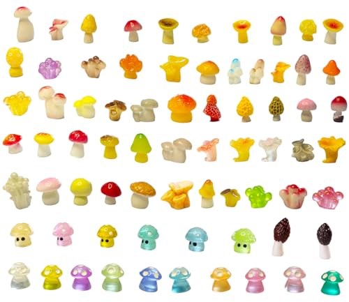 72PCS MiNi Mushroom Tiny Resin Mushroom Figurines 72 Style Mini Mushrooms Small Little Resin in Bulk for Miniature Landscape Aquarium Potted Fairy Garden Home Decor Accessories (Mushroom) - style: Mushroom