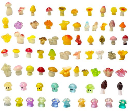 72PCS MiNi Mushroom Tiny Resin Mushroom Figurines 72 Style Mini Mushrooms Small Little Resin in Bulk for Miniature Landscape Aquarium Potted Fairy Garden Home Decor Accessories (Mushroom) - style: Mushroom