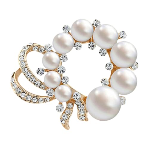 Chic Pearl Crystal Brooch Pins for Women Girls Fashion Shawl Pin Corsage Brooch Party Ceremony Accessories Dance Banquet Pins - color: LWA0007-3